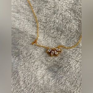 Handmade CZ Diamond necklace, golden plated sterling silver